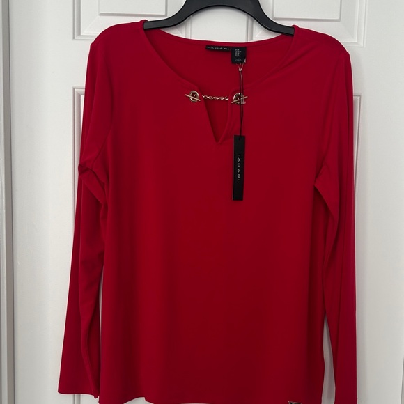 Tahari Tops - Tahari Red Long Sleeve Blouse
